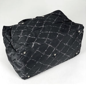 Chanel Pattern Boston Line Old Plaid Bag Travel Black Nylon